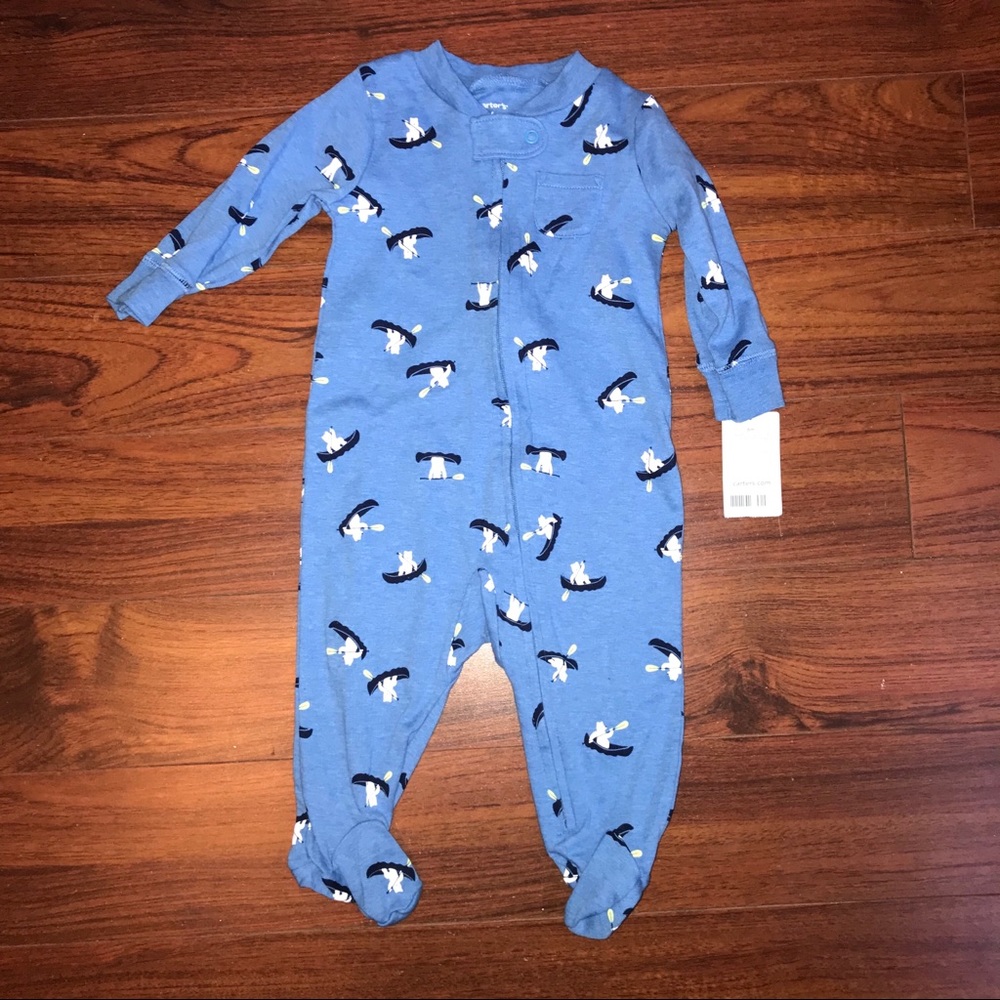 NEW ❤️ CARTERS | Canoeing Polar Bear Blue Onesie